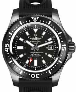 Superocean 44 Special Automatic in Black Steel On Black Ocean Rubber Strap with Black Dial