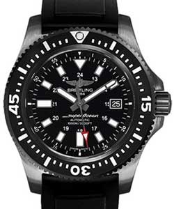 Superocean 44 Special Automatic in Black Steel  On Black Rubber Strap with Black Dial