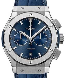 Classic Fusion Chronograph 42mm in Titanium On Blue Rubber and Alligator Strap with Blue Dial