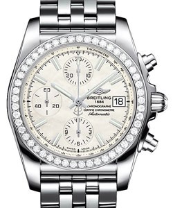 Chronomat 38mm in Steel with Diamond Bezel on Steel Bracelet with Mother of Pearl Dial