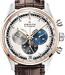 El Primero 36'000 VpH 42mm Automatic in Steel and Rose Gold on Brown Alligator Rubber Strap with Silver Dial