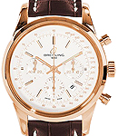 Transocean Chronograph in Rose Gold on Brown Crocodile Leather Strap with Mercury Silver Dial