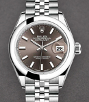 Datejust 28mm Automatic in Steel with Domed Bezel on Jubilee Bracelet with Dark Grey Stick Dial