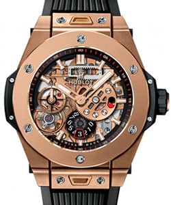 Big Bang MECA-10 45mm in King Rose Gold on Black Lined Rubber Strap with Skeleton Dial