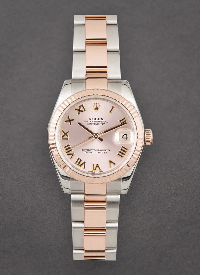 Rolex Unworn Datejust 31mm in Steel with Rose Gold Fluted Bezel