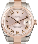 Datejust 31mm in Steel with Rose Gold Fluted Bezel on Bracelet with Pink Roman Dial