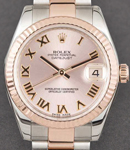 Datejust 31mm in Steel with Rose Gold Fluted Bezel on Bracelet with Pink Roman Dial