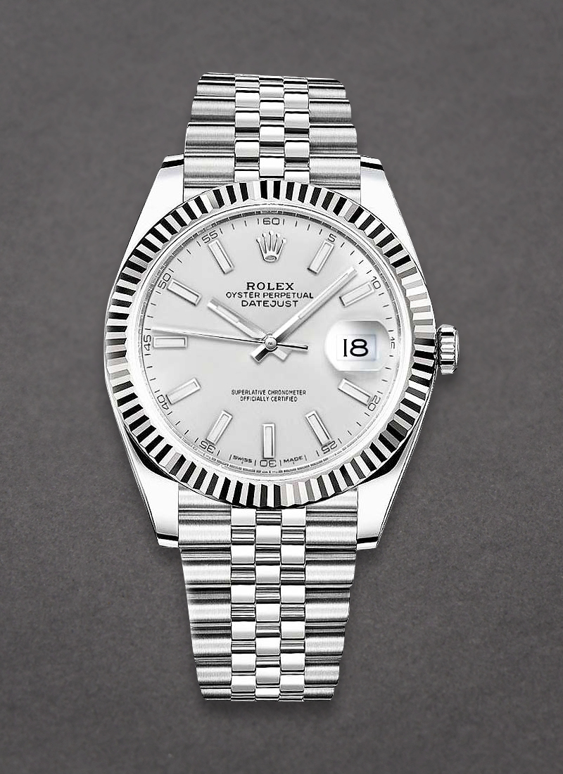 Rolex Unworn Datejust 41mm Steel with WG Fluted Bezel