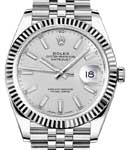 Datejust 41mm Steel with WG Fluted Bezel on Jubilee Braclet with Silver Stick Dial