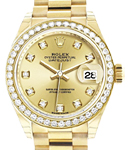 Datejust in Yellow Gold with 44 Diamonds Sets Bezel on YG President Bracelet with Champagne Diamond Dial