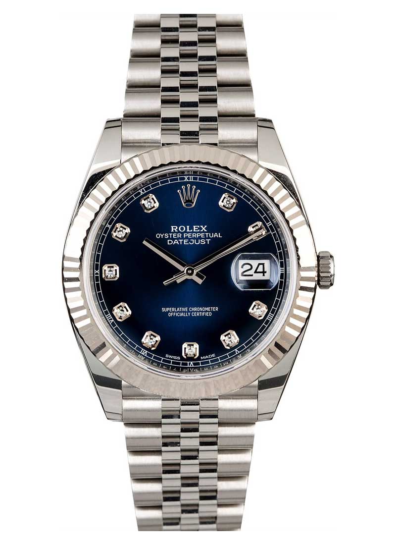 Rolex Unworn Datejust 41mm Automatic in Steel and White Gold Fluted Bezel
