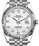 Datejust 41mm in Steel and White Gold Fluted Bezel on Jubilee Braclet with White MOP Diamond Dial