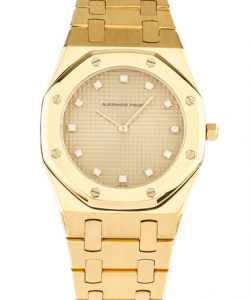 Royal Oak in Yellow Gold with Diamond Bezel on Yellow Gold Bracelet with Champagne Diamond Dial