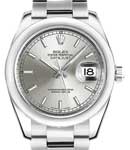 Mid Size DateJust 31mm in Steel with Domed Bezel on Oyster Bracelet with Silver Stick Dial