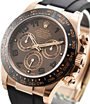 Daytona Cosmograph in Rose Gold with Black Ceramic Bezel on Black Oysterflex Rubber Strap with Chocolate Dial