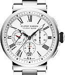 Marine Chronograph Annual Calendar 43mm in Steel On Steel Bracelet with White Roman Dial