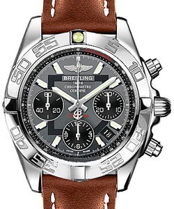 Chronomat 41 Chronograph in Steel On Gold Calfskin Leather Strap with Grey Dial and Black Subdials