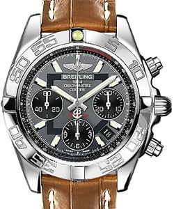 Chronomat 41 Chronograph in Steel On Gold Alligator Leather Strap with Grey Dial and Black Subdials