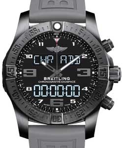 Exospace B55 Night Mission Chronograph in Black Titanium on Grey Black Rubber Strap with Volcano Black Dial