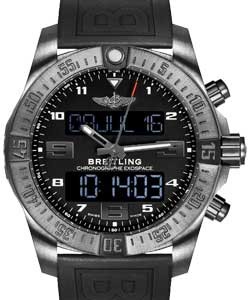 Exospace B55 Night Mission Chronograph in Black Titanium on Black Rubber Strap with Volcano Black Dial