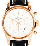 Transocean Chronograph in Rose Gold on Black Crocodile Leather Strap with Mercury Silver Dial