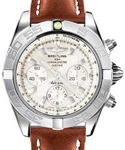 Chronomat 44 in White Gold on Gold Calfskin Leather Strap with Sierra silver Dial