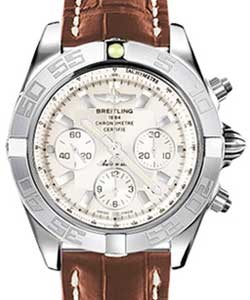 Chronomat 44 in White Gold on Gold Crocodile Leather Strap with Sierra silver Dial