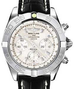 Chronomat 44 in White Gold on Black Crocodile Leather Strap with Sierra silver Dial