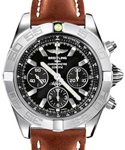 Chronomat B01 in White Gold on Gold Calfskin Leather Strap with Black Dial