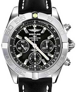 Chronomat B01 in White Gold on Black Calfskin Leather Strap with Black Dial