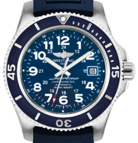 Superocean II in Steel with Blue Bezel On Blue Rubber Strap with Blue Dial