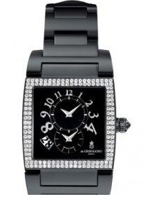 Instrumento No Uno in Steel with PVD, Steel Diamonds Bezel on Black Steel Bracelet with Black Dial
