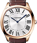 Drive de Cartier in Rose Gold On Brown Alligator Leather Strap with Silver Dial