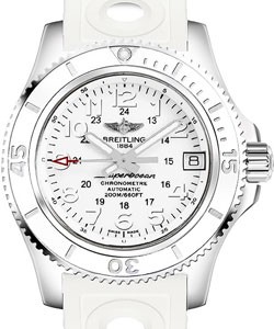 Superocean II 36 in Stainless Steel on White Rubber Strap with White Dial