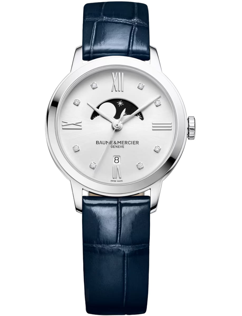 Classima 31.5mm in Steel on Blue Alligator Leather Strap with Silver Dial
