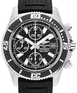 Superocean Chronograph II in Steel with Black Bezel on Black Diver Pro  III Rubber Strap with Black Dial