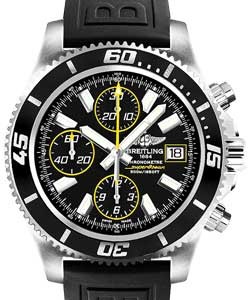 Superocean Abyss Chronograph II in Steel with Black Bezel on Black Rubber Strap with Black Dial with Yellow Accents