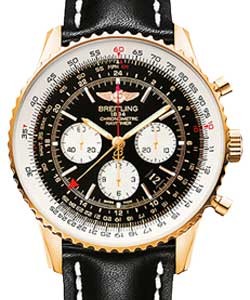 Navitimer GMT Chronograph in Rose Gold - Limited Edition of 200 Pcs on Black Calfskin Leather Strap with Black Dial
