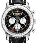 Navitimer GMT Chrnograph 48MM in Steel on Black Alligator Leather Strap with Black Dial