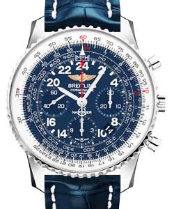 Navitimer Cosmonaute Chronograph 43mm in Steel - Special Edition on Blue Alligator Leather Strap with Blue Dial