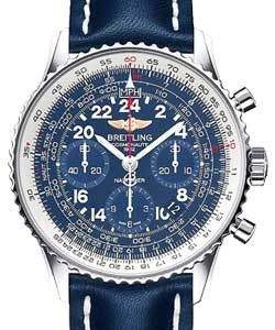 Navitimer Cosmonaute Chronograph in Steel - Special Edition on Blue Calfskin Leather Strap with Blue Dial