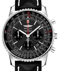 Navitimer 01 Chronograph in Steel - Limited Edition on Black Calfskin Leather Strap with Grey Dial