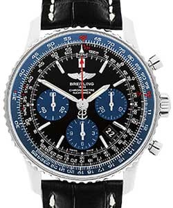 Navitimer 01 Chronograph in Steel - Limited Edition on Black Crocodile Leather Strap with Black and Blue Dial