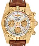 Chronomat 41 in Rose Gold on Brown Crocodile Leather Strap with Mother of Pearl Dial and Gold Subdials