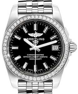 Galactic 36 SleekT in Steel With Diamond Bezel on Steel Bracelet with Black Dial