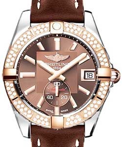Galactic 36 2-Tone in Steel with Rose Gold Diamond Bezel on Brown Calfskin Leather Strap with Bronze Dial