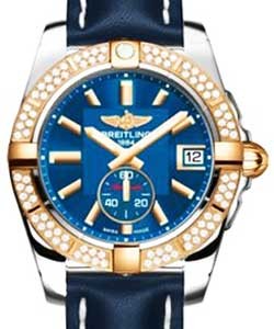 Galactic 36 2-Tone in Steel with Rose Gold Diamond Bezel on Blue Calfskin Leather Strap with Blue Dial