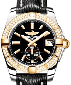 Galactic 36 2-Tone in Steel with Rose Gold Diamond Bezel On Black Sahara Calfskin Leather Strap with Black Dial