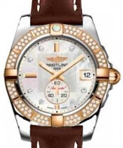 Galactic 36 2-Tone in Steel with Rose Gold Diamond Bezel On Brown Calfskin Leather Strap with MOP Diamond Dial