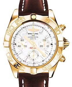 Chronomat 44 in Rose Gold on Brown Calfskin Leather Strap with White MOP Diamond Dial
